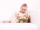 Cute baby reading
