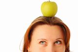 Apple on the woman's head