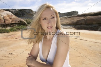 Girl iin a rocky outback