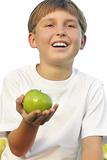 Healthy Lifestyle Boy with apple in his palm