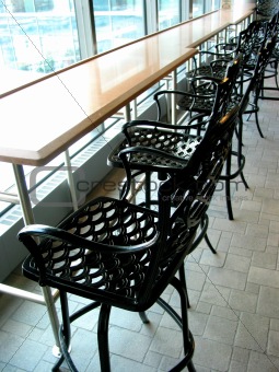Bar stools at a counter