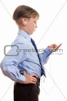 Boy with a music player