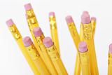 Yellow pencil ends with rubbers