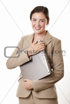 Businesswoman carrying  laptop