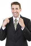 Businessman pointing at himself