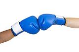Blue boxing gloves head on