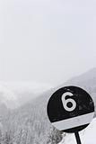 black ski run sign number six