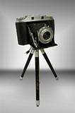 Vintage Rangefinder Camera on Tripod