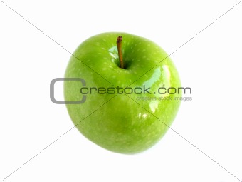 Green apple over white