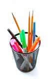 Pens and pencils in pencil holder