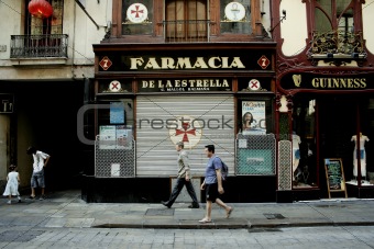 Barcelona street with Pharmacy