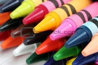 Closeup shot of colorful crayons