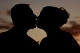 The kiss at sunset (silhouette)