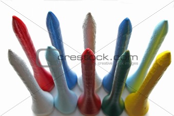 Colorful Wooden Golf Tees on End   