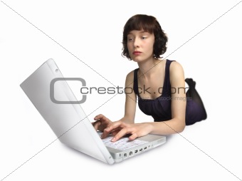 Young brunette with laptop 