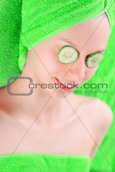 Woman laying on towel