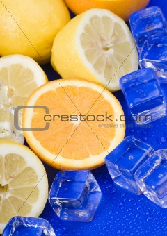 Lemons with ice cubes