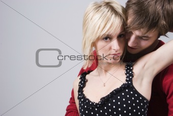 Couple hugging passionately