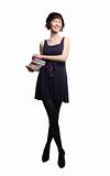  young beauty girl standing on books