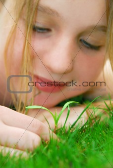 Girl and seedling