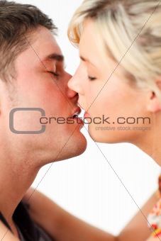 Couple in love kissing