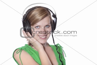 beautiful girl listening to music