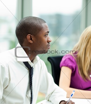 Afro-American businessman in a meeting