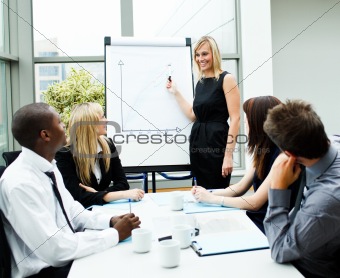 Attractive businesswoman giving a presentation 