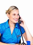 Smiling businesswoman talking on the phone 