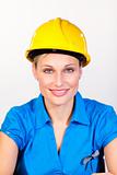 Friendly woman with hard hat 