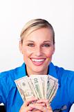 Young attractive Business woman with money