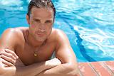 Attractive Young Man in Pool