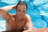 Attractive Young Man in Pool