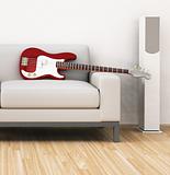 sofa with guitar