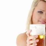 Young atractive blonde and beer