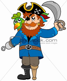 Pirate with parrot and sabre