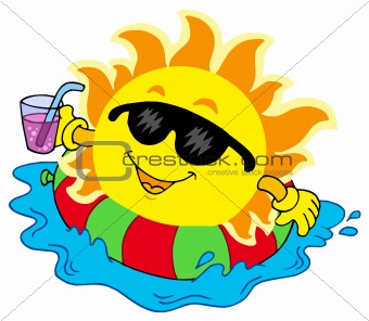 Sun with drink in water