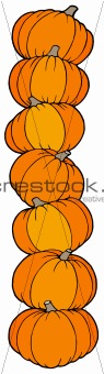 Vertical line of pumpkins