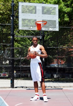 Basketball player with ball
