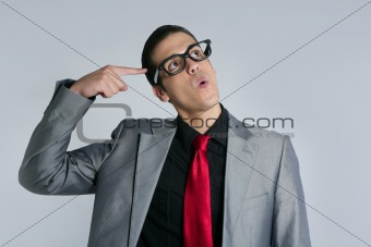 Businessman crazy with funny glasses and suit