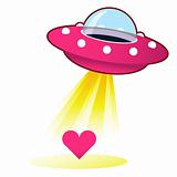 Heart Under Pink Flying Saucer