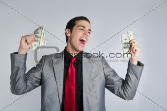 Businessman with dollar notes suit and tie