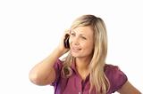 Blonde Business woman talking on phone