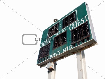 HIgh School Scoreboard Isolated on a White Background.