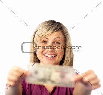 Young attractive Business woman with money