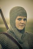 bows woman / medieval armor / retro split toned