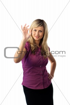 Woman showing an okay gesture