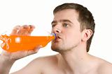 Man drinking orange juice 