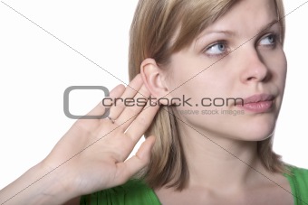 young woman listening to gossip