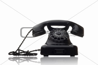 black rotary telephone